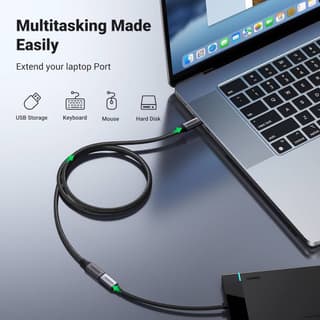 UGREEN US372, 100W, Type-C Extension Cable, 1m, Black — 6