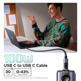 UGREEN Uno L509, 100W, Type-C to Type-C, 0.5M, Black/Grey — 3