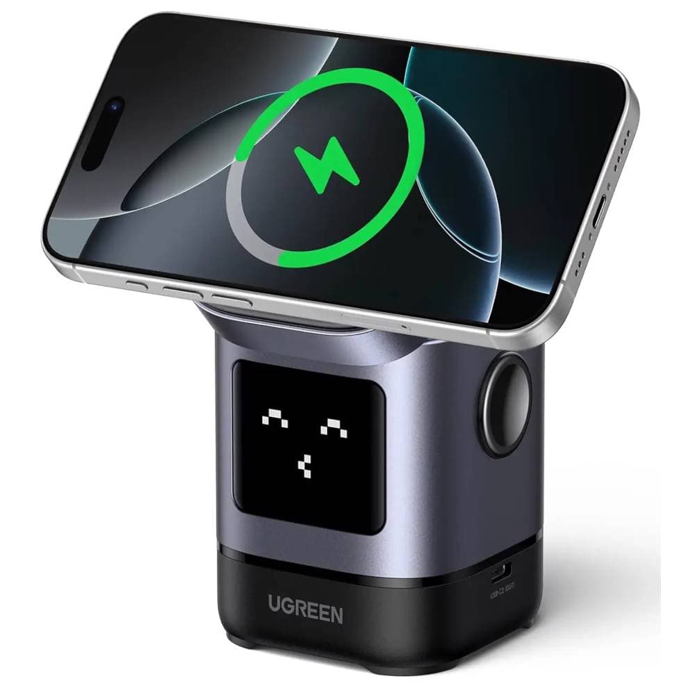 UGREEN Uno W709 Qi2, 15W, 2-in-1 Magnetic Wireless Charger, Black/Grey