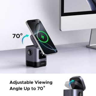 UGREEN Uno W709 Qi2, 15W, 2-in-1 Magnetic Wireless Charger, Black/Grey — 4
