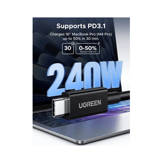 UGREEN L703, 240W, Type-C Thunderbolt 5 Cable, 1m, Black — 5