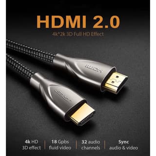 UGREEN 50108, 4K, 2.0 HDMI to HDMI Carbon Fiber Zinc Alloy Cable, 2m, Grey — 4