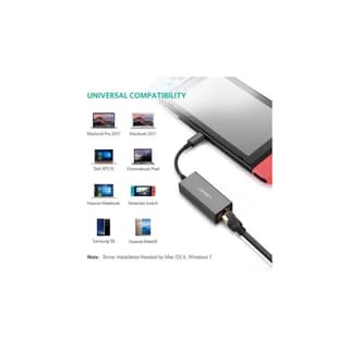 UGREEN LAN ადაპტერი US236, Type-C to Lan 10/100/1000Mbps Ethernet Adapter, Black — 3