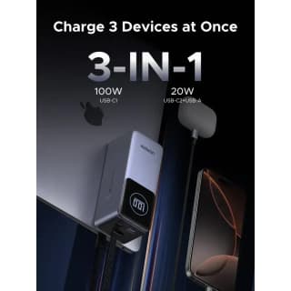 UGREEN PB723 Nexode, 20000mAh, Type-C, USB, Power Bank With Built-in Cable, Grey — 5