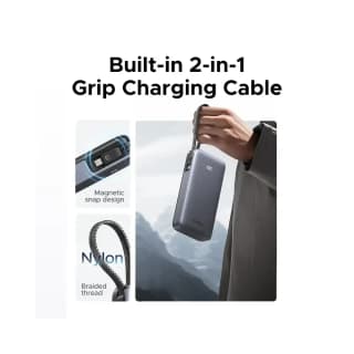 UGREEN PB536, 20000mAh, Type-C, USB, Power Bank With Built-in Cable, Grey — 4