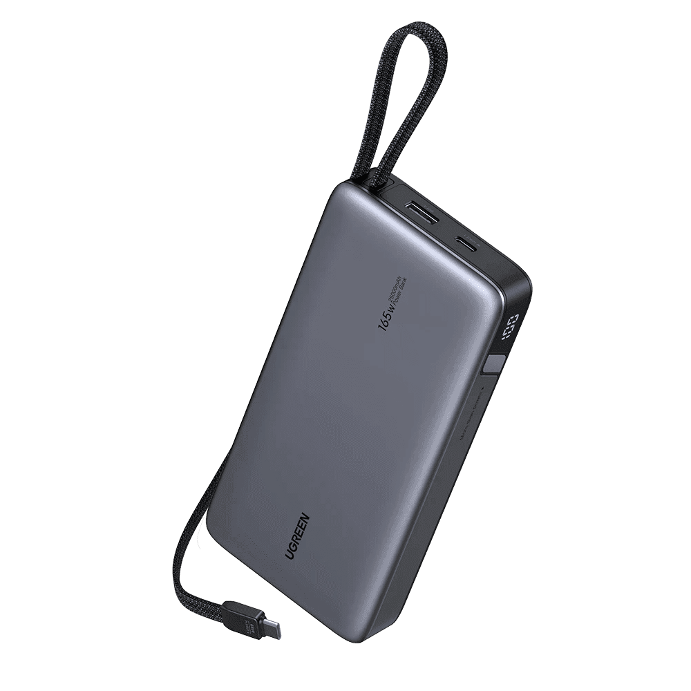 UGREEN PB552 Nexode, 25000mAh, Type-C, USB, Power Bank With Built-in Type-C Cable, Grey