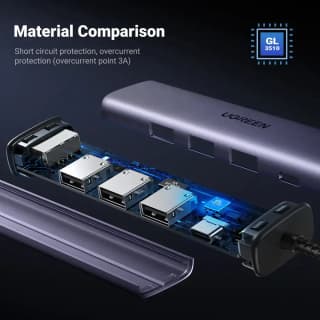 UGREEN CM475, USB, Type-C, LAN, HUB, Grey — 5