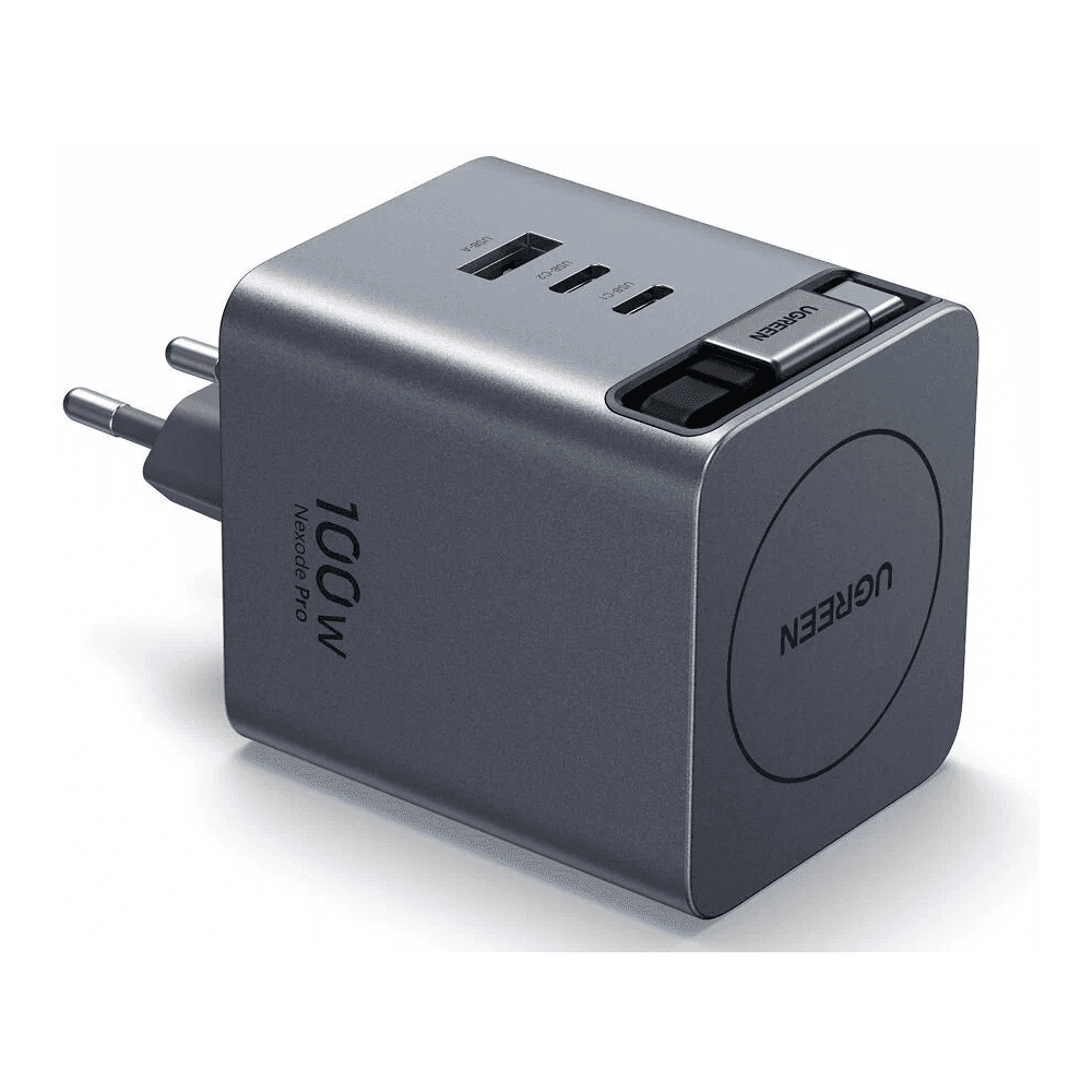 UGREEN X616, 100W, GaN Fast Charger with Retractable Cable, Grey