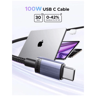UGREEN L528, 100W, Type-C to Type-C Cable, 1m, Grey/Black — 2