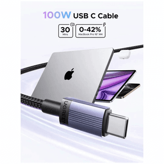 UGREEN L528, 100W, Type-C to Type-C Cable, 2m, Grey/Black — 4