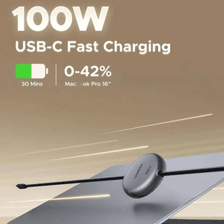 UGREEN L531, 100W, Type-C to Type-C PD Fast Charging Retractable Cable, 1m, Grey/Black — 4