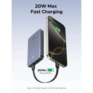 UGREEN PB507 Zapix Series, 10000mAh, Type-C, USB, Fast Charging Power Bank, Space Gray — 5