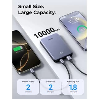 UGREEN PB507 Zapix Series, 10000mAh, Type-C, USB, Fast Charging Power Bank, Space Gray — 6