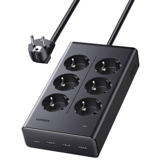 UGREEN S622, 6 Socket, USB, Type-C, 1.5m, Black — 2