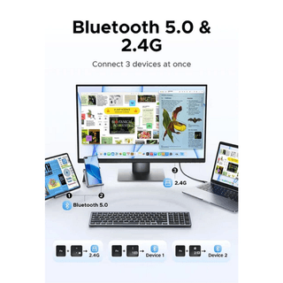 UGREEN K552, Wireless, Bluetooth, USB, Keyboard, Grey — 6