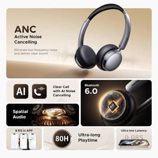 UGREEN HP207 Studio Plus, Headset, Wireless, Bluetooth, Black/Silver — 4
