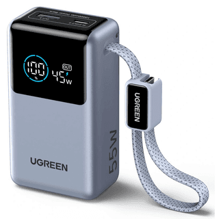 UGREEN PB727 Nexode Pro, 10000mAh, Type-C, USB, Power Bank With Built-in Type-C Cable, Space Gray