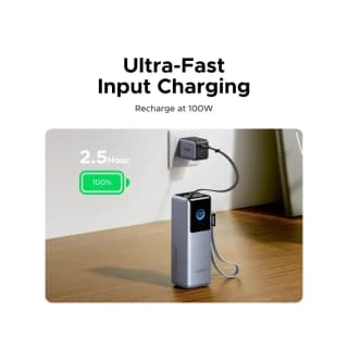 UGREEN PB728 Nexode, 25000mAh, Type-C, USB, Power Bank With Retractable Cable, Grey — 4