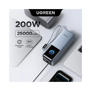 UGREEN PB728 Nexode, 25000mAh, Type-C, USB, Power Bank With Retractable Cable, Grey — 6