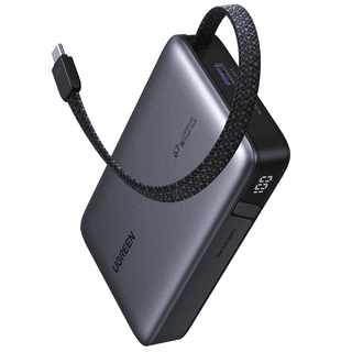 UGREEN PB550 Nexode, 20000mAh, Type-C, USB, Power Bank with Built-in Cable, Grey