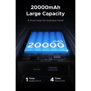 UGREEN PB550 Nexode, 20000mAh, Type-C, USB, Power Bank with Built-in Cable, Grey — 6