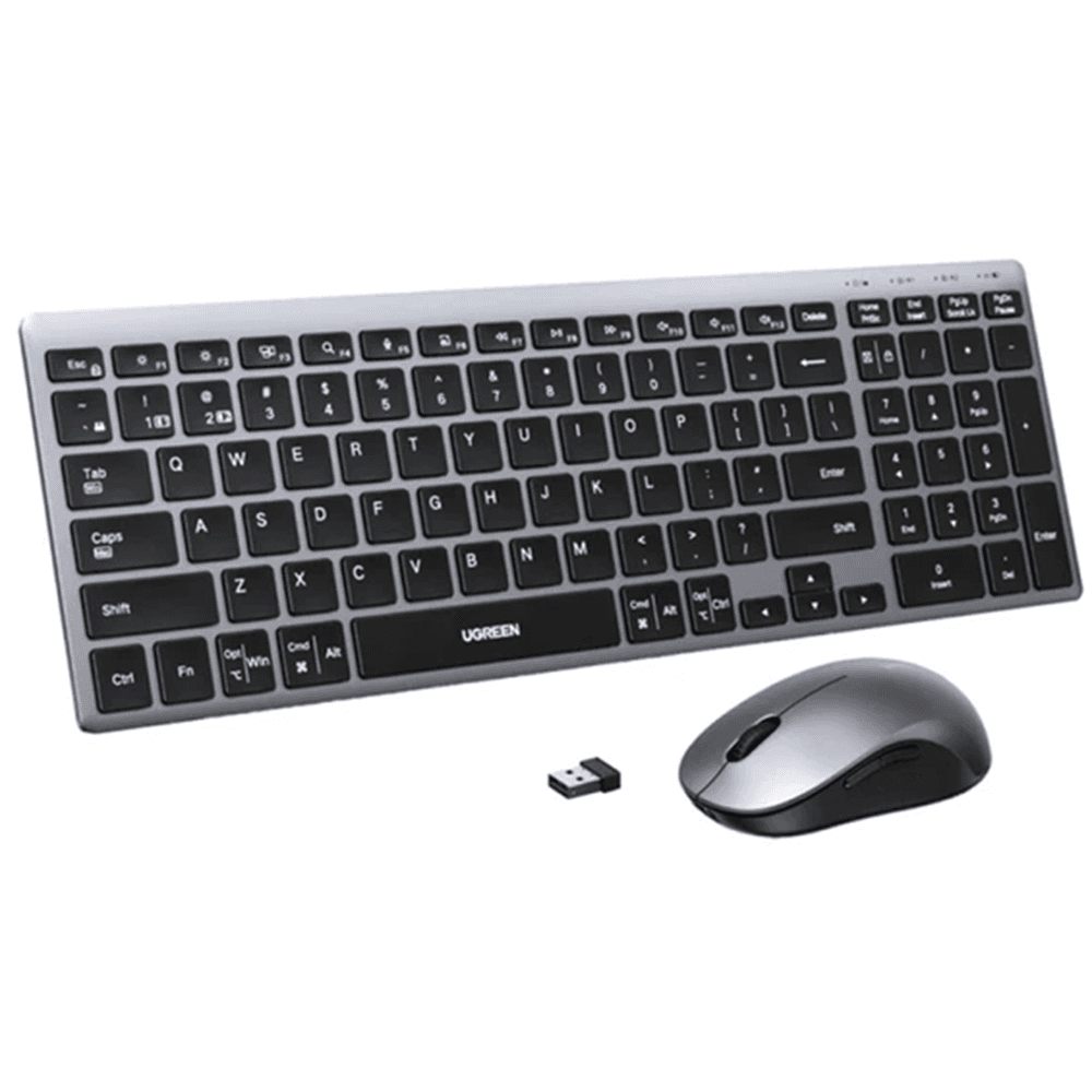 UGREEN MK552, Wireless, USB, Bluetooth, Keyboard And Mouse, Grey