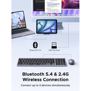 UGREEN MK552, Wireless, USB, Bluetooth, Keyboard And Mouse, Grey — 2