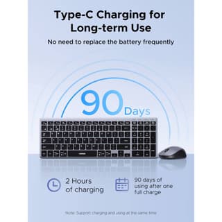 UGREEN MK552, Wireless, USB, Bluetooth, Keyboard And Mouse, Grey — 3