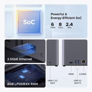 UGREEN NASync DH4300 Plus, Rockchip A76+A55, 8GB, Diskless, RJ45, USB, Type-C, HDMI, Space Gray — 3