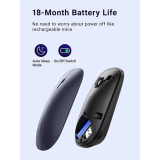 UGREEN MU001 Wireless 2.4G Slim Silent Mouse, 4000DP, Light Black — 4