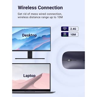 UGREEN MU001 Wireless 2.4G Slim Silent Mouse, 4000DP, Light Black — 5