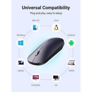 UGREEN MU001 Wireless 2.4G Slim Silent Mouse, 4000DP, Light Black — 6