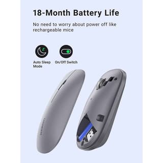 UGREEN MU001 Wireless 2.4G Slim Silent Mouse, 4000DP, Gray — 4