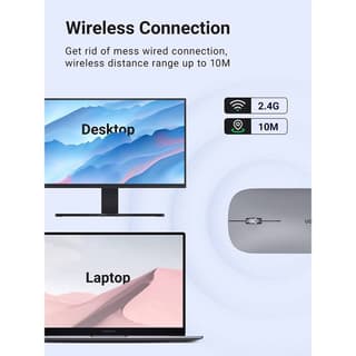 UGREEN MU001 Wireless 2.4G Slim Silent Mouse, 4000DP, Gray — 5