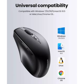 UGREEN MU101, Ergonomic Wireless 2.4G Mouse, Bluetooth, 4000DPI, Silence Design, Black — 4