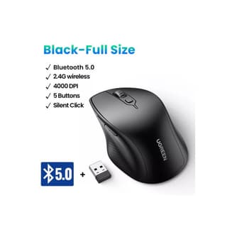 UGREEN MU101, Ergonomic Wireless 2.4G Mouse, Bluetooth, 4000DPI, Silence Design, Black — 6