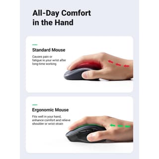 UGREEN MU006 Ergonomic Wireless 2.4G Mouse, 4000DPI, Silence Design, Black — 2