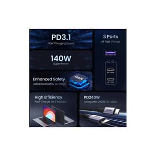 UGREEN CD289 Nexode, 140W, USB, Type-C Gray — 6
