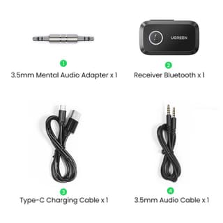 UGREEN CM596, Bluetooth 5.3, AUX, Car Adapter, Black — 4