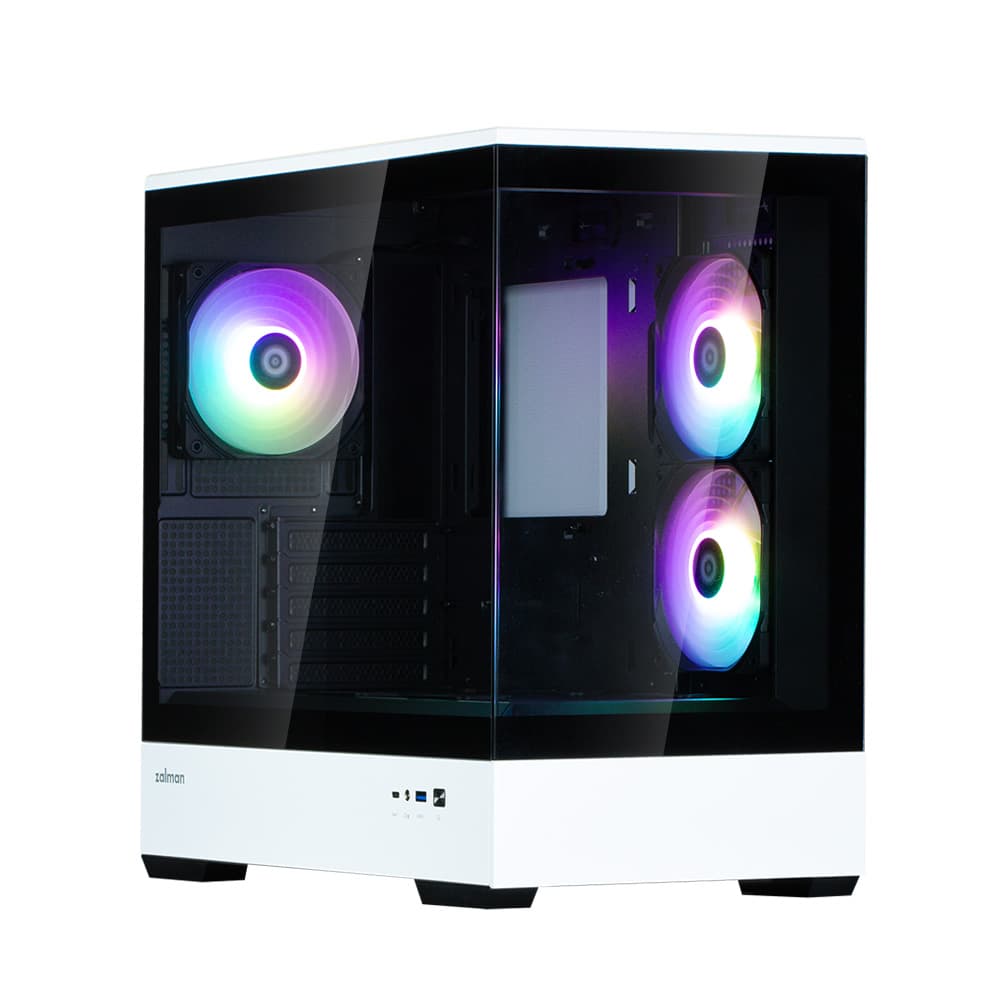 Zalman PC case P30 without PSU, 1xUSB3.0, 1xUSBType-C, 3x120mm ARGB, VGA 420mm, LCS ready, TG Side Panel, mATX, black/white