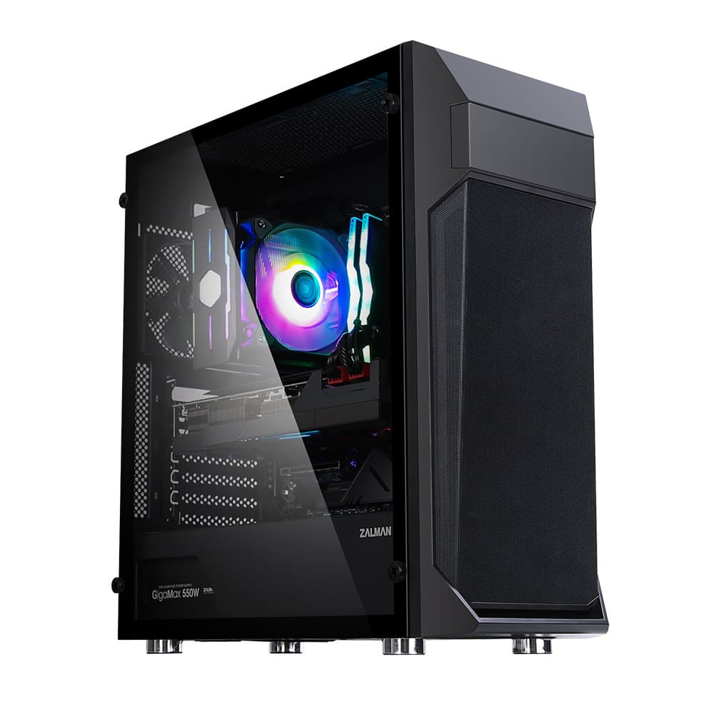 Zalman PC case Z1 Plus without PSU, 2xUSB3.0, 1xUSB2.0, 3x120mm, VGA 385mm, LCS ready, TG Side Panel, ATX, black