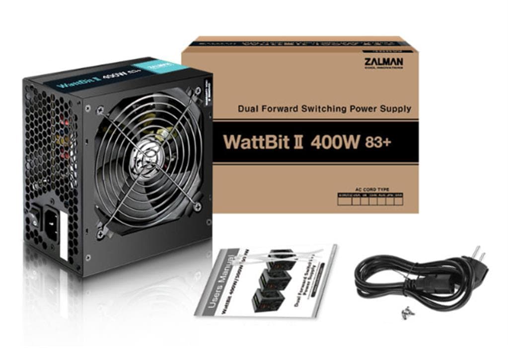 Zalman PSU Wattbit II (400W), 83%, 120mm, 1xMB 24pin(20+4), 1xCPU 8pin(4+4), 3xMolex, 4xSATA, 2xPCIe 8pin(6+2) - 2