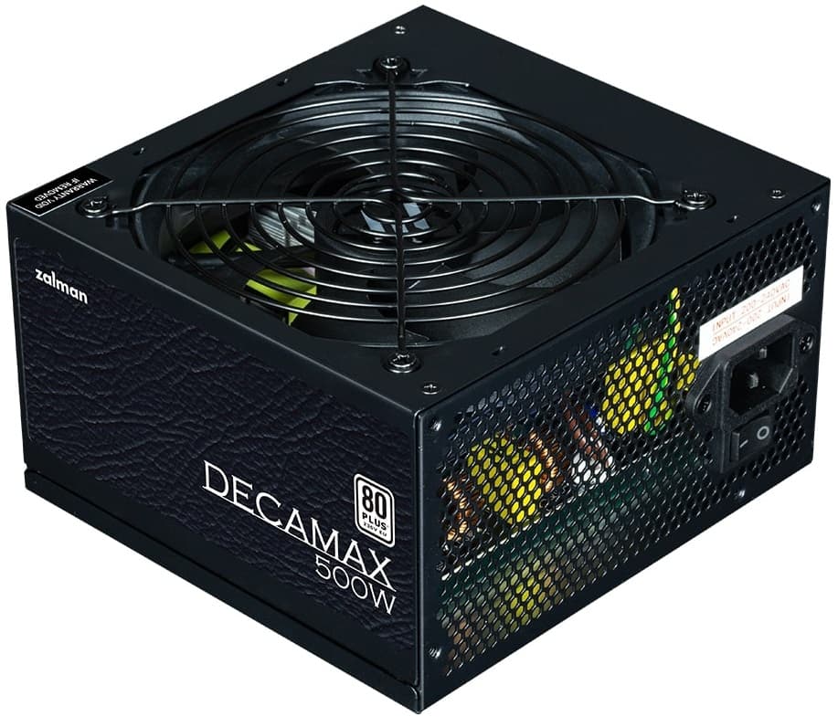 Zalman PSU Decamax (500W) 85%, 80 Plus, 120mm, 1xMB 24pin(20+4), 1xCPU 8pin(4+4), 3xMolex, 4xSATA, 2xPCIe 8pin(6+2) - 5