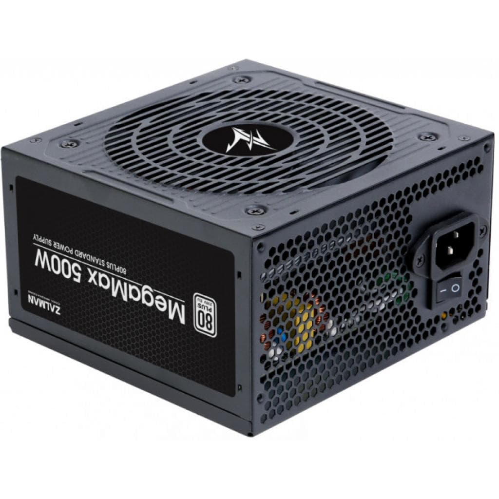 Zalman PSU Megamax (500W), 83%, 80+ White, 120mm, 1xMB 24pin(20+4), 2xCPU (8pin+4pin) 3xMolex, 6xSATA, 2xPCIe 8pin(6+2)