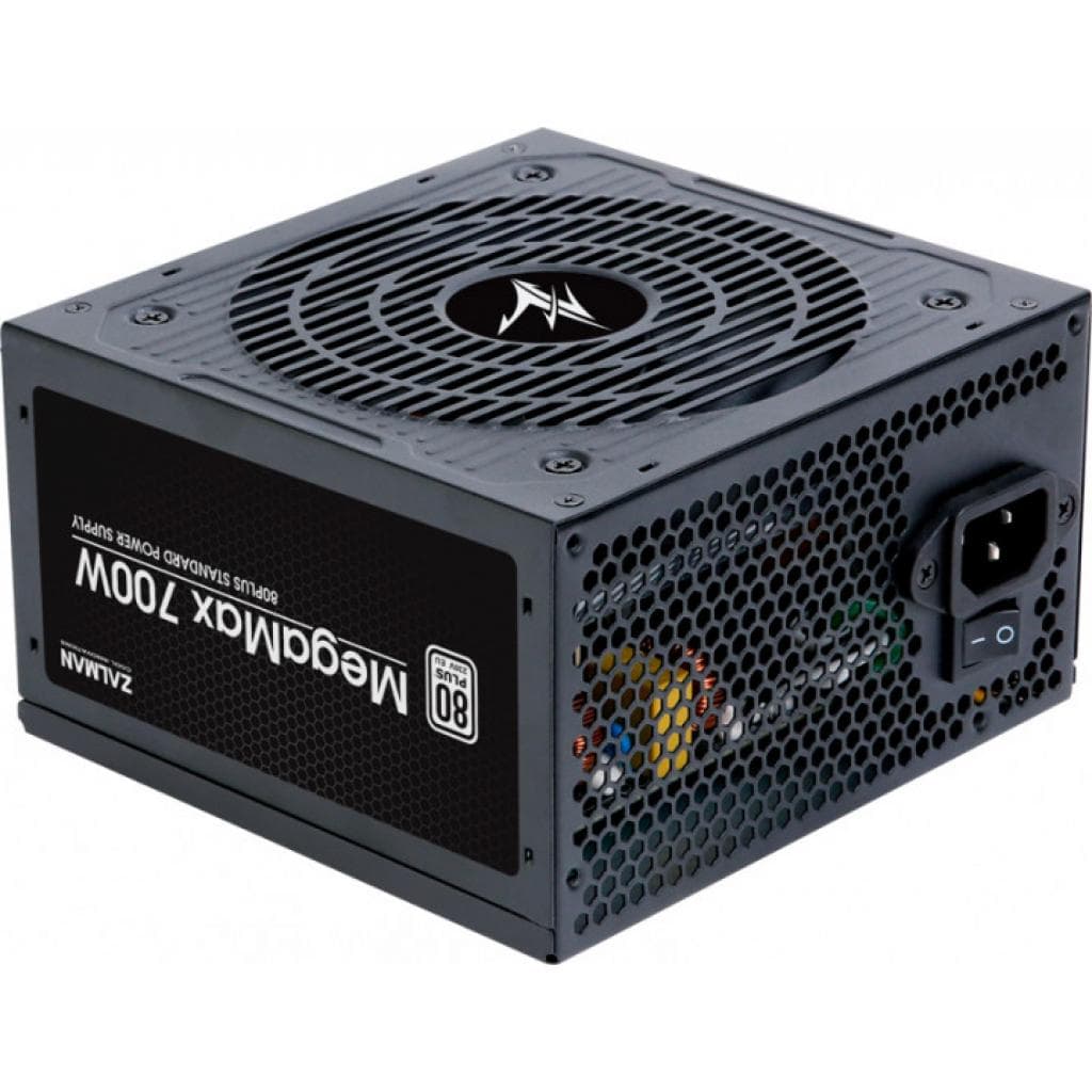 Zalman PSU Megamax (700W), 83%, 80+ White, 120mm, 1xMB 24pin(20+4), 2xCPU (8pin+(4+4)pin) 4xMolex, 6xSATA, 4xPCIe 8pin(6+2)