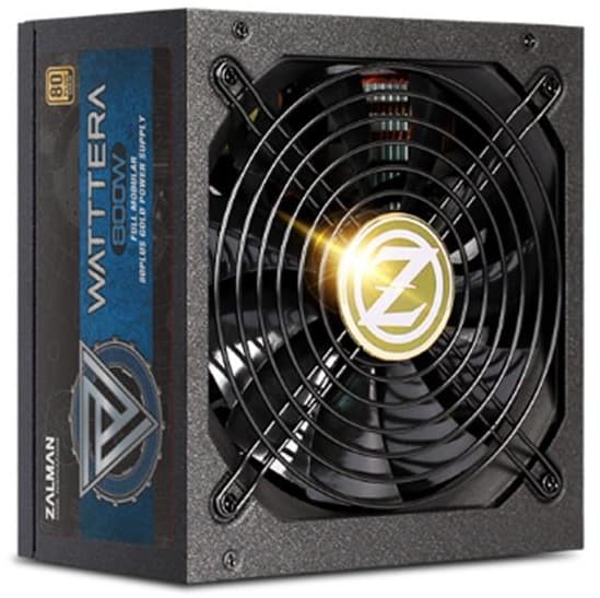 Zalman PSU WATTTERA (800W) >90%, 80+ Gold, 135mm, 1xMB 24pin(20+4)+1sens 6pin, 2xCPU 8pin(4+4), 3xMolex, 8xSATA, 5xPCIe 8pin(6+2), Fully Modular