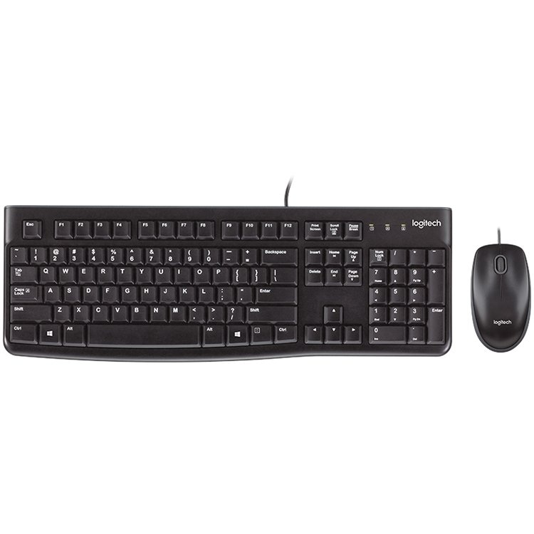 Logitech MK120 Corded Combo - Black - USB - US International