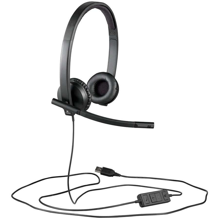 Logitech H570e Stereo USB Headset - BLACK