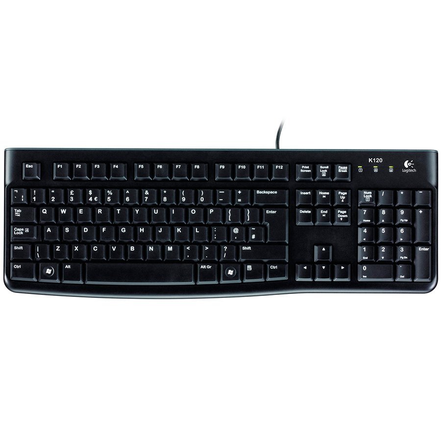 Logitech K120 Corded Keyboard - BLACK - USB - RUS - B2B