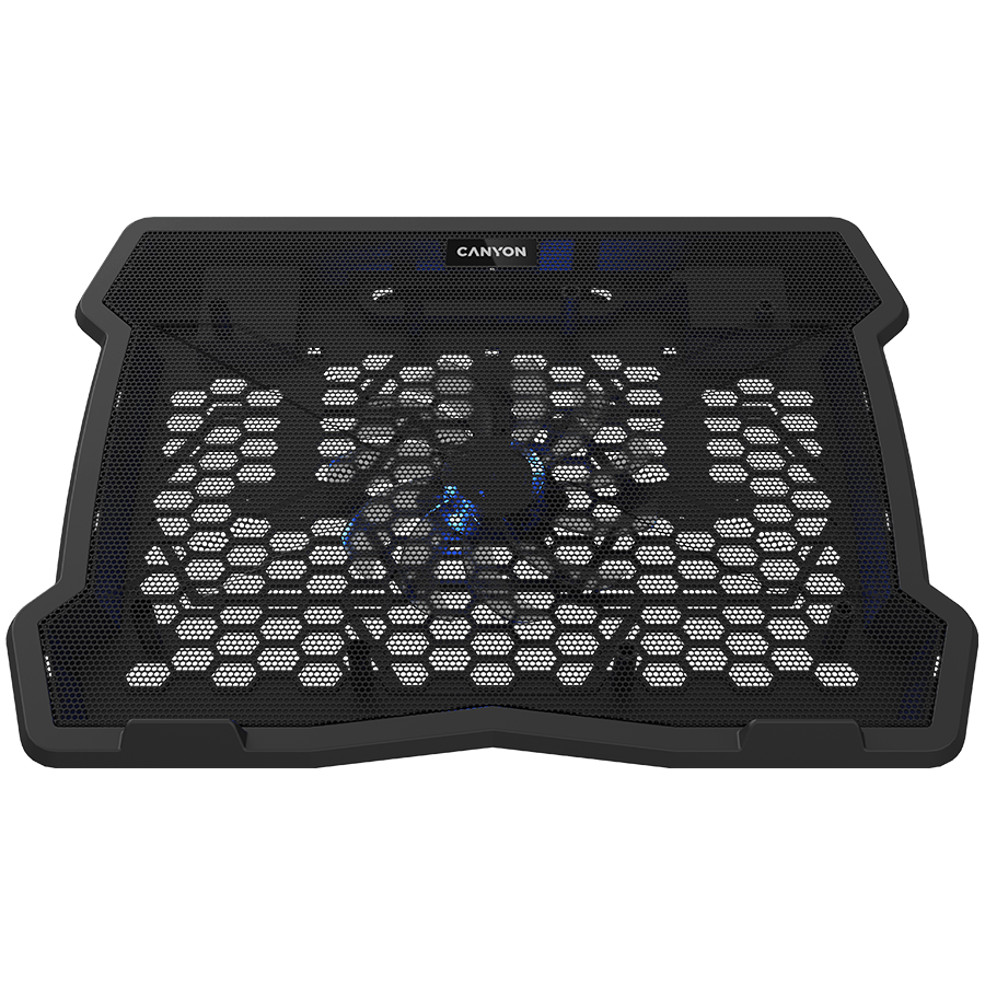 CANYON NS02, Cooling stand single fan with 2x2.0 USB hub, support up to 10”-15.6” laptop, ABS plastic and iron, Fans dimension:125*125*15mm(1pc), DC 5V, fan speed: 800-1000RPM, size:340*265*30mm, 406g